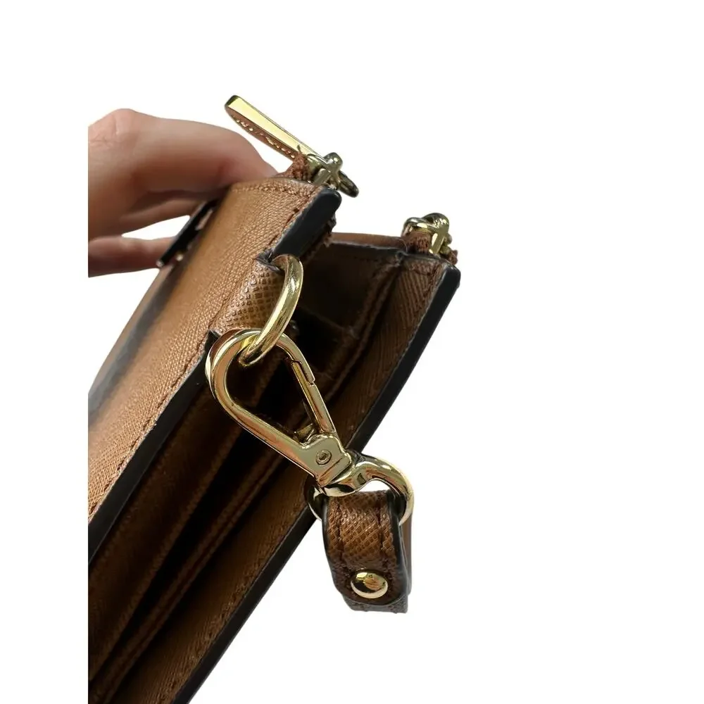 Michael Kors‎ Jet Set Travel Wristlet Women OS Luggage Tan Good Saffiano Leather